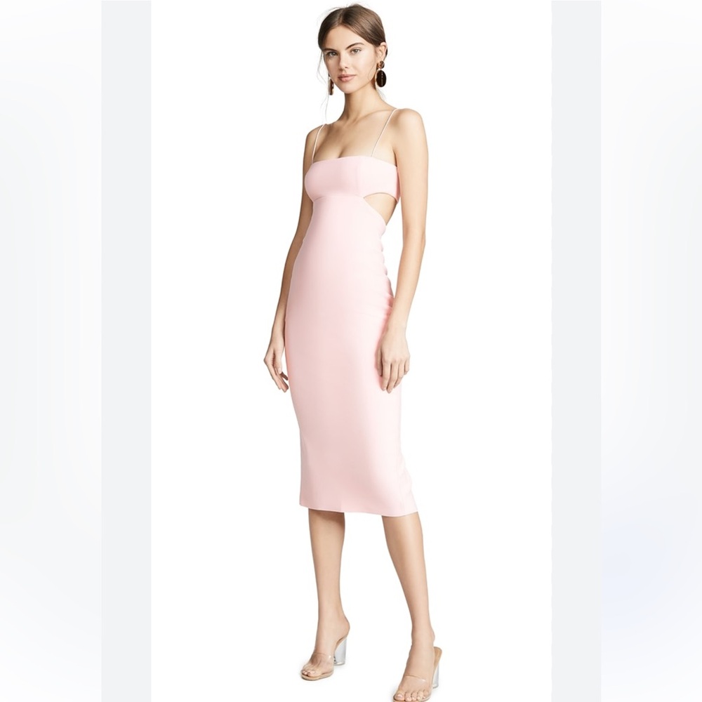 Bec & Bridge Revolve Elle Cut-Out Baby Pink Midi Length Elegant Formall Dress 2